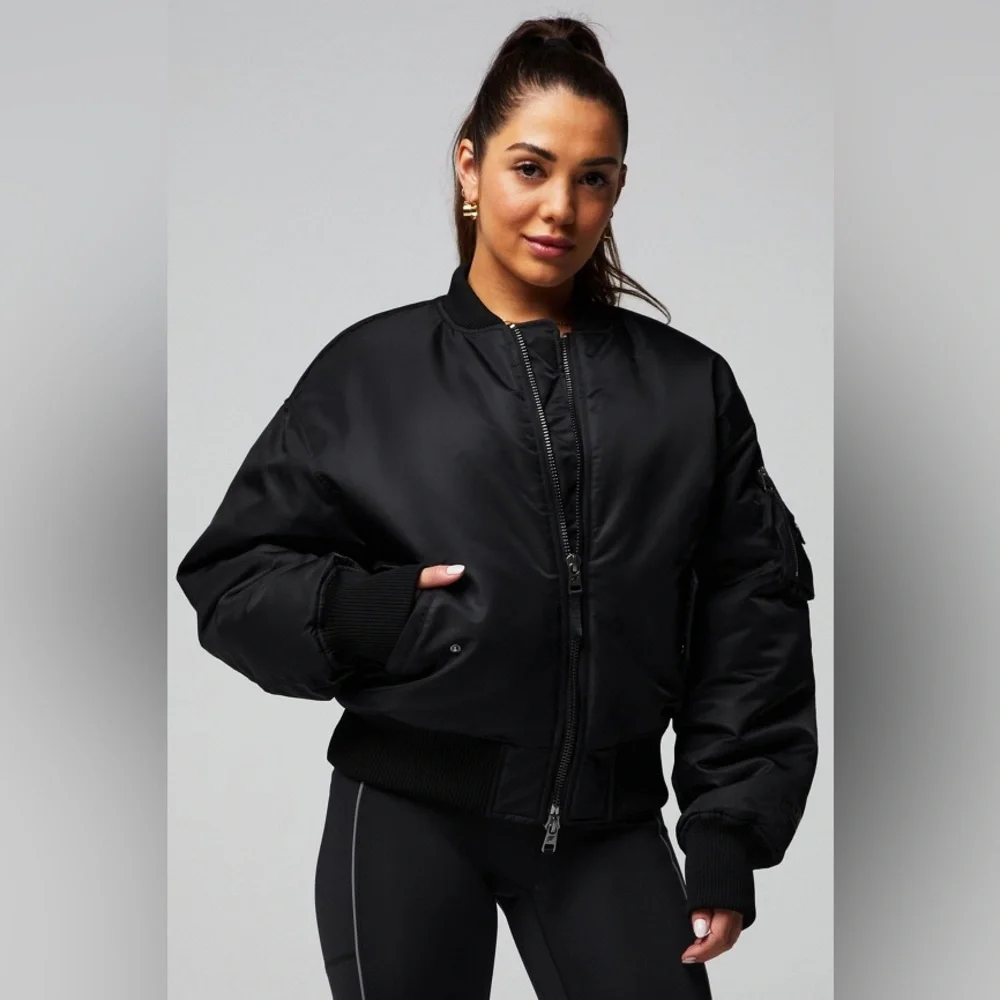 Fabletics Women's Iconic Oversized Bomber Jacket Black XL/XXL - Picture 1 of 13
